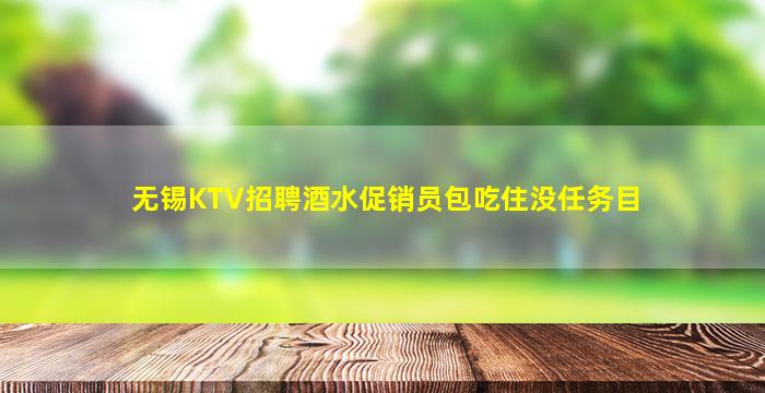 无锡KTV招聘酒水促销员包吃住没任务目